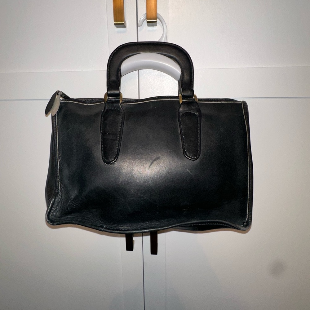 Vintage Classic Black Leather Top Handle Bag - Picture 2 of 10